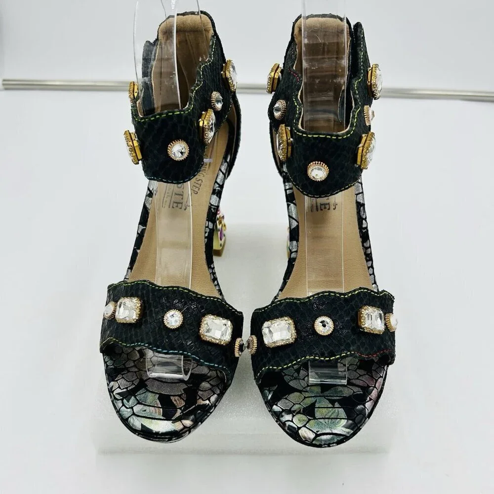 L'ARTISTE SPRING STEP Jewell Sz US 5.5-6 EUR36 Embellished Heel Platform Sandals